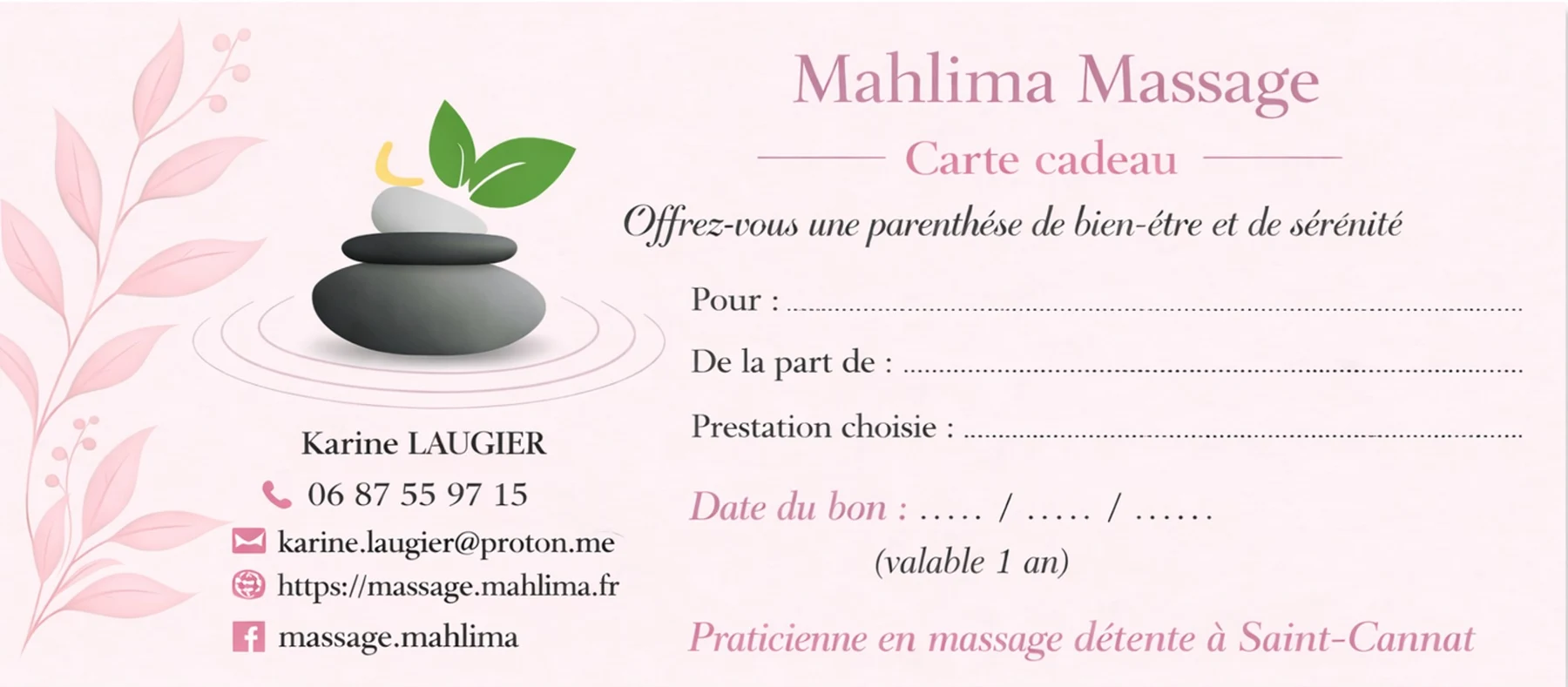 Le bon cadeau Mahlima Massage